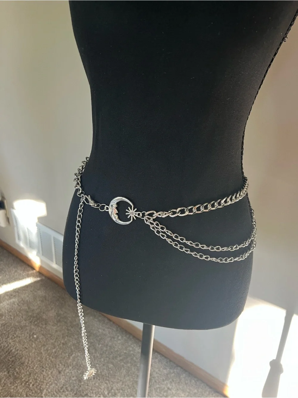 Silver Moon & Star Chain Waist Belt - Women Accessories